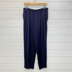 Z Spoke Zac Posen 100% Silk Pleated Trousers Dress Pants Navy Size 6